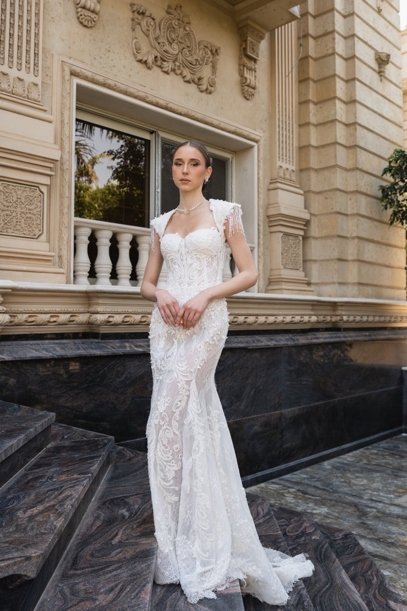 Ivory Beaded Open-Back Couture Gown
