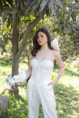 Signature White Beaded Bustier