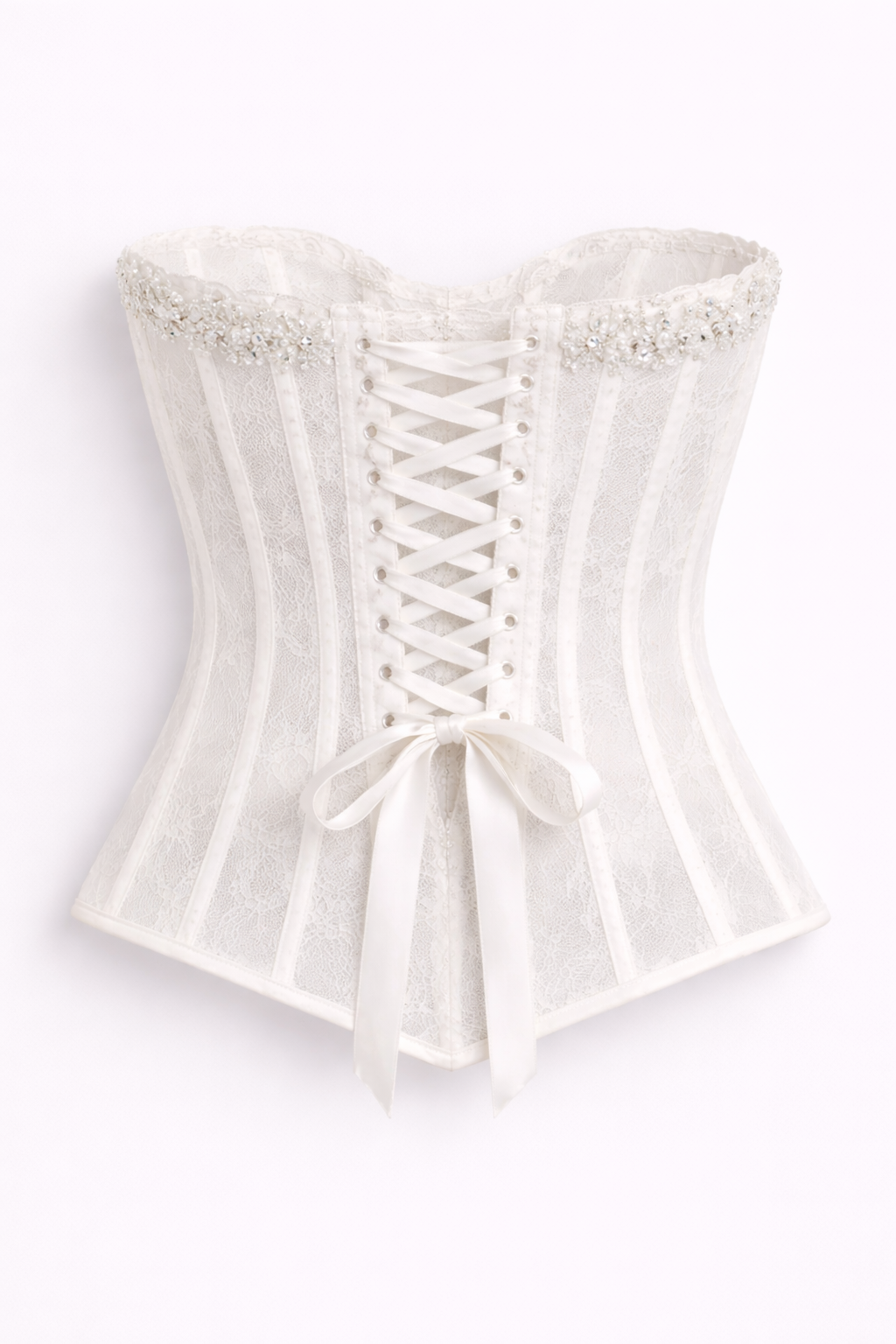Ivory Crystal-Embellished Bustier