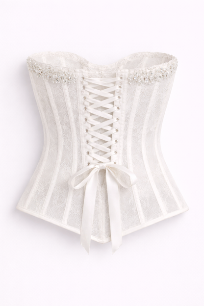 Ivory Crystal-Embellished Bustier