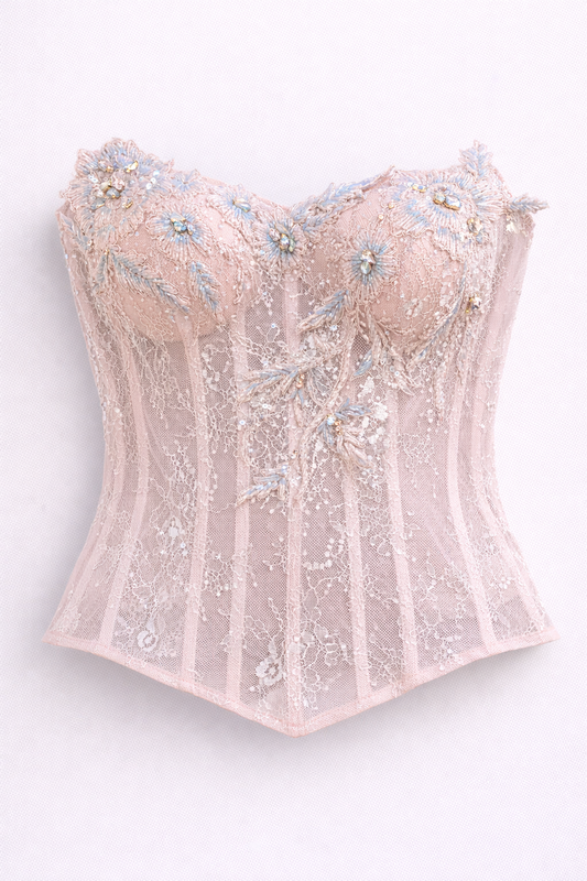 Rose Embellished Lace Bustier