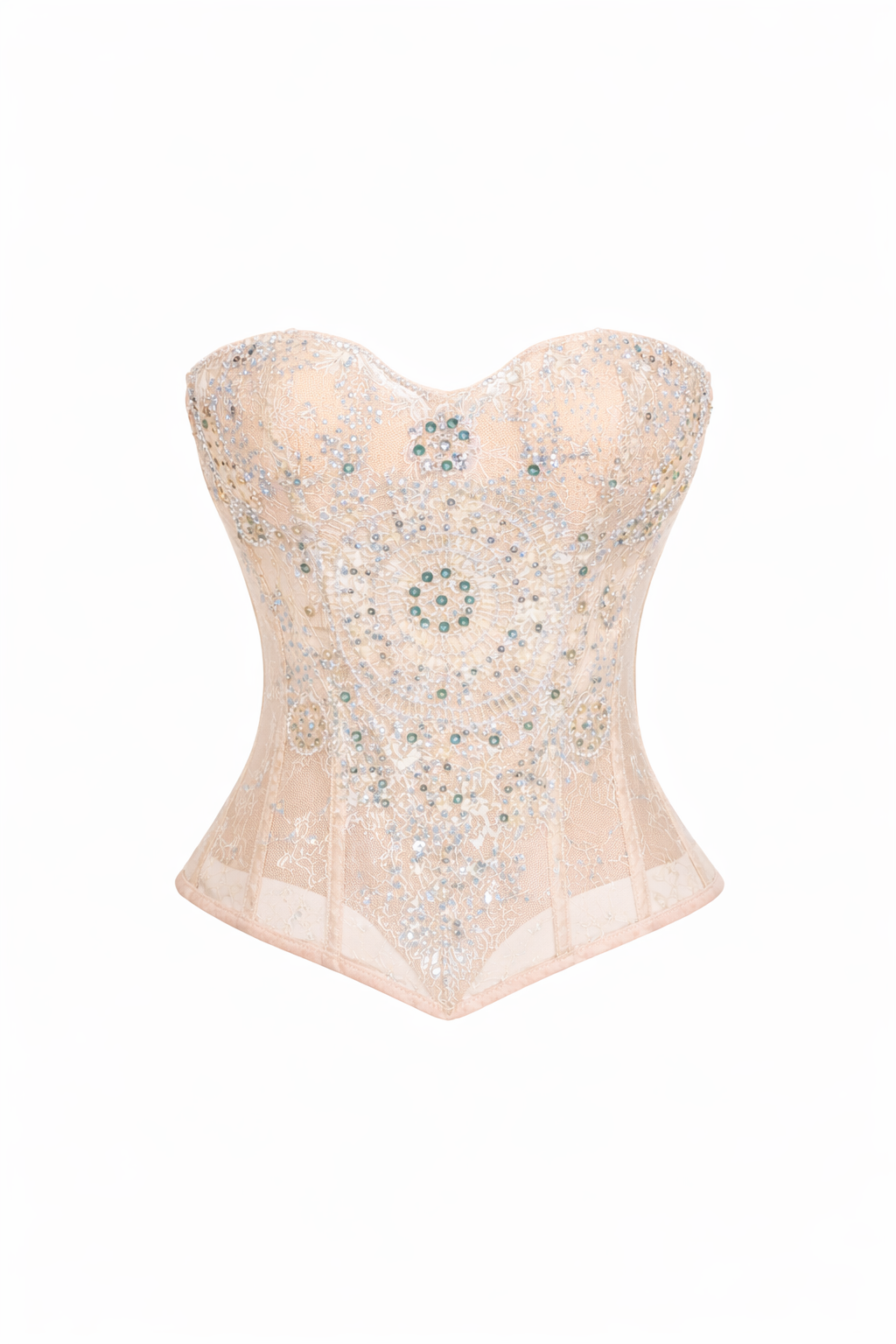 Echo Beaded Bustier - Nude