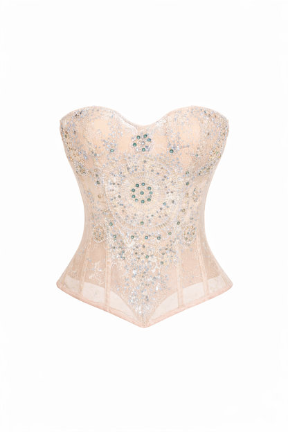 Echo Beaded Bustier - Nude