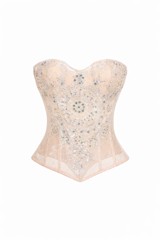 Echo Beaded Bustier - Nude