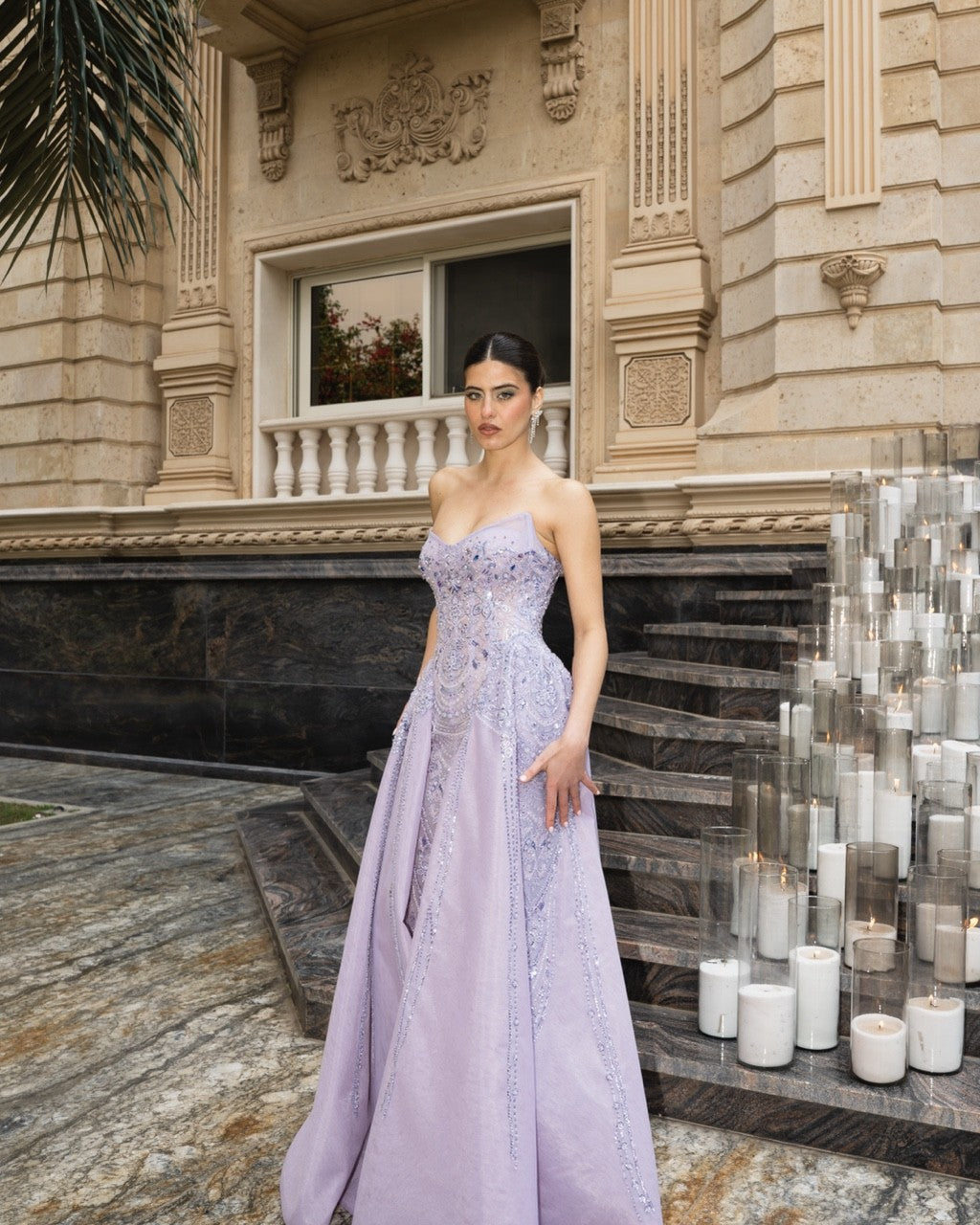 Lilac Embellished Corset Gown