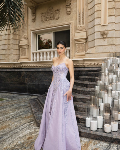 Lilac Embellished Corset Gown