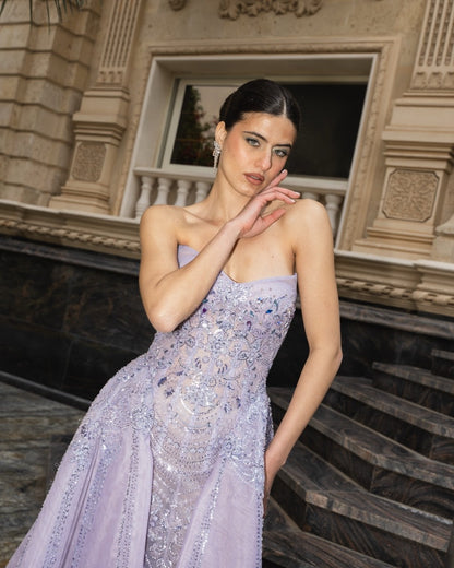 Lilac Embellished Corset Gown
