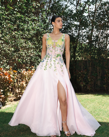 Blush Bloom Embroidered Gown