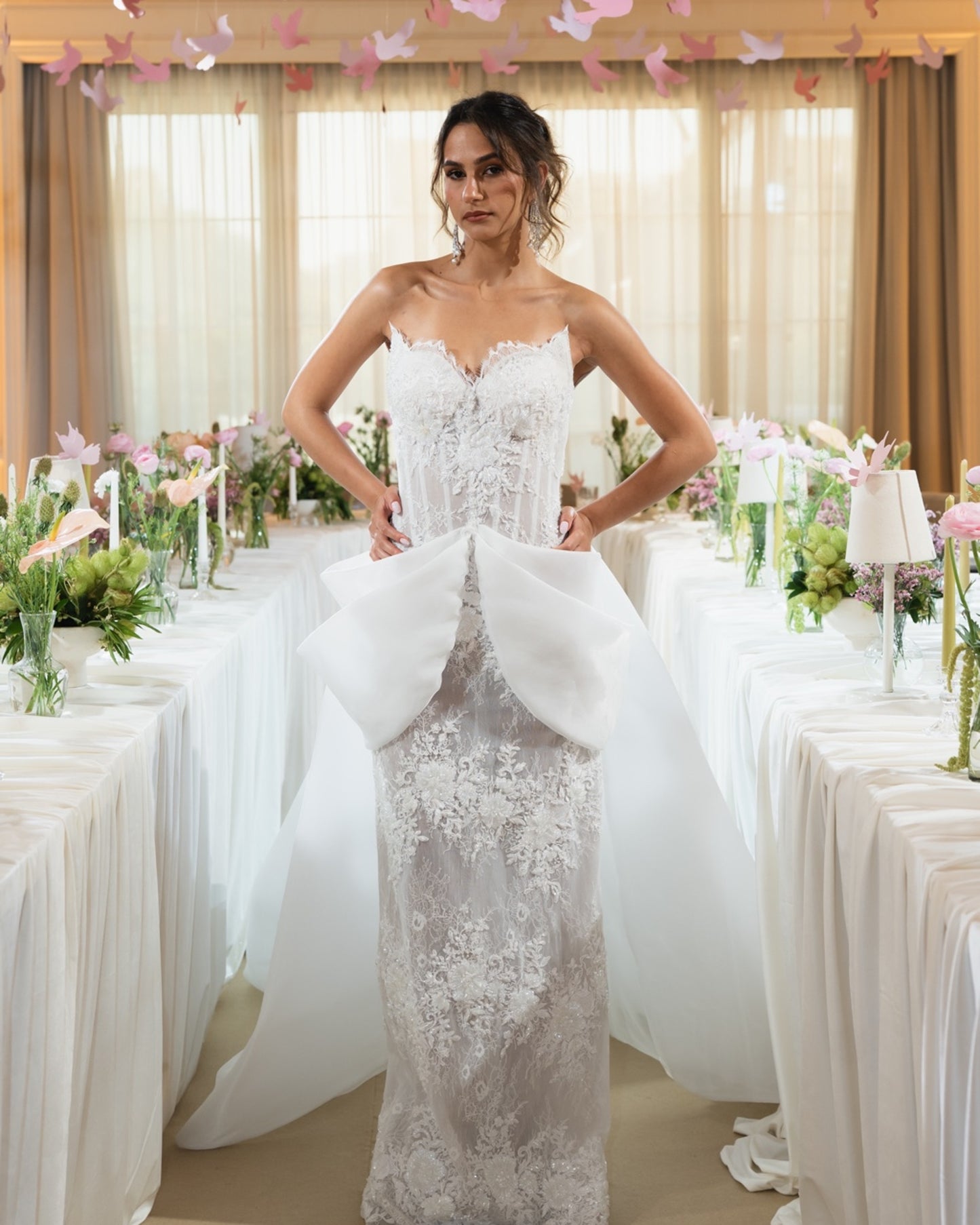 Ivory Embellished Corset Gown with Sculptural Bow